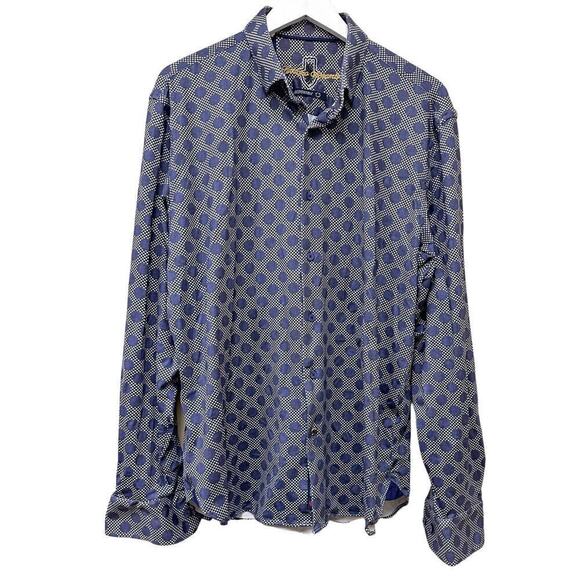 Luchiano Visconti Size XL Long Sleeve Button Down Shirt Circle Pattern Business - Picture 1 of 12